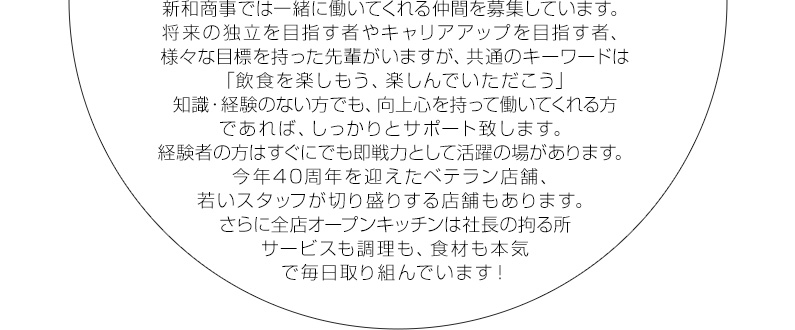 実力主義！がんばれるヤツ募集中！

最短3年で店長になれるチャンスも！

もちろん独立支援もあります！